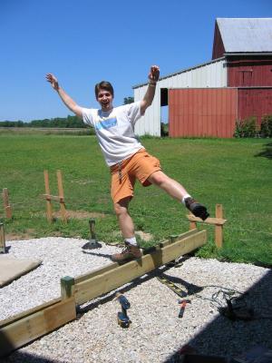Taa-daa! First beam section bolted in place!