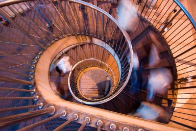 The staircase up to the bridge.