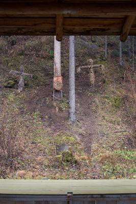 Archery targets in the Stone Forest park, if only they had been American capitalist stooges instead of dummies.