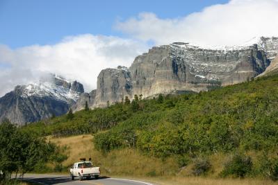 The road to Many Glaciers Lodge.