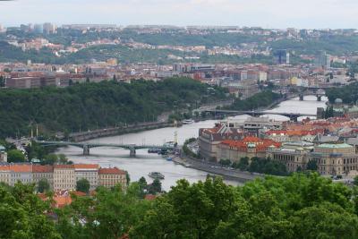 Bridges Cechuv, Steganikuv, and Hlavkuv from Petrin tower.
