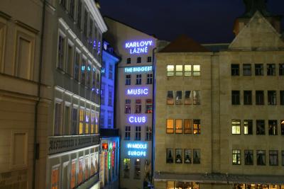 Karlovy Lazne night club, from Karlov Most.