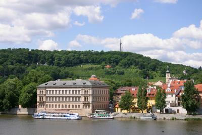 Mala Strana and Petrin tower, from Smetanavo nabr.