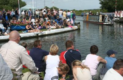 Crowds watching parade