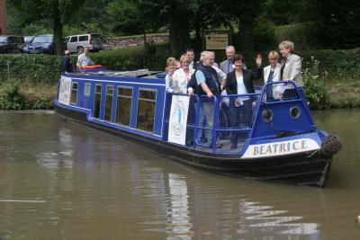 The VIP's arrive on Local Community boat 'Beatrice'