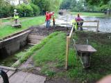 First job was to raise the dam by the second lock down stop planks...