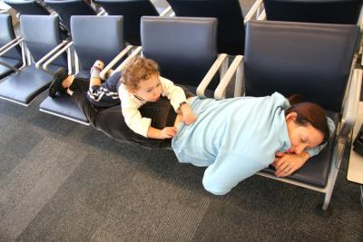 Snoozing at Toronto Airport (on the way back)
