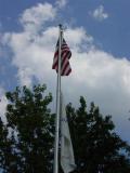 Flagpole on island