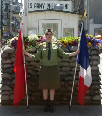 Sowiet soldier at Checkpoint Charlie, Berlin