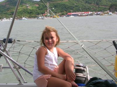 Yvette relaxing before the sail to Costa Rica