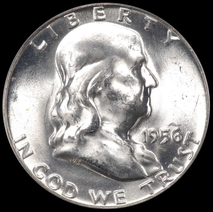 1956 Franklin Half Dollar PCGS MS 64 FBL obv