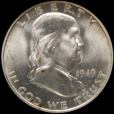 1949-D Franklin Half Dollar NGC MS 63 FBL obv