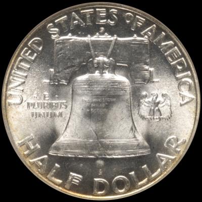 1949-d Franklin Half Dollar NGC MS 63 FBL rev