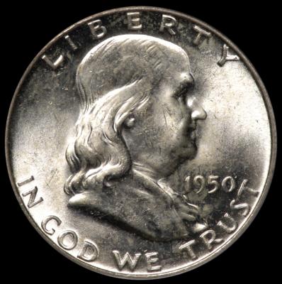 1950 Franklin Half Dollar PCGS MS 64 FBL obv
