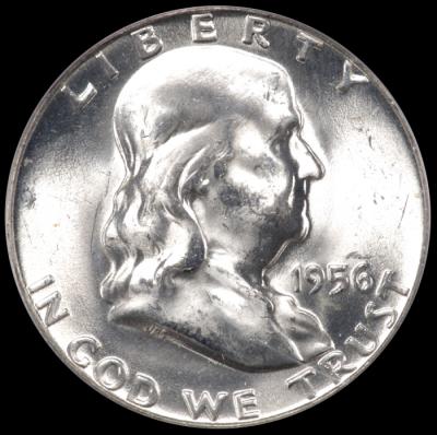 1956 Franklin Half Dollar PCGS MS 64 FBL obv