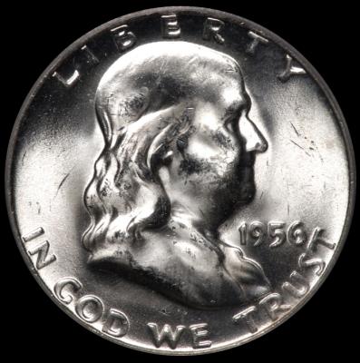 1956 Franklin Half Dollar PCGS MS 64 FBL obv