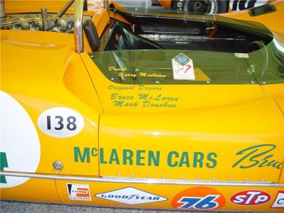 THE INFAMOUS BRUCE McLAREN ORIGINALLY DROVE THIS CAR ALONG WITH THE EQUALLY FAMOUS MARK DONAHUE BEFORE HIS DEATH