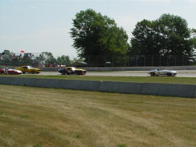 THIS WAS ALL OF THE CARS THAT SHOWED UP AT TURN #1 FOR THE TRANSAM, A/PROD. RACE AS AN ACCIDENT HAPPENED FOR THE FOLLOWING CARS