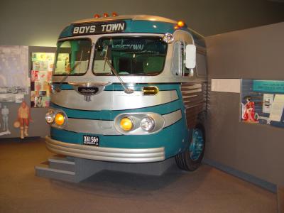 THE POPULAR FLIX ATHLETIC AND PASS BUS CUTAWAY IN THE MUSEUM