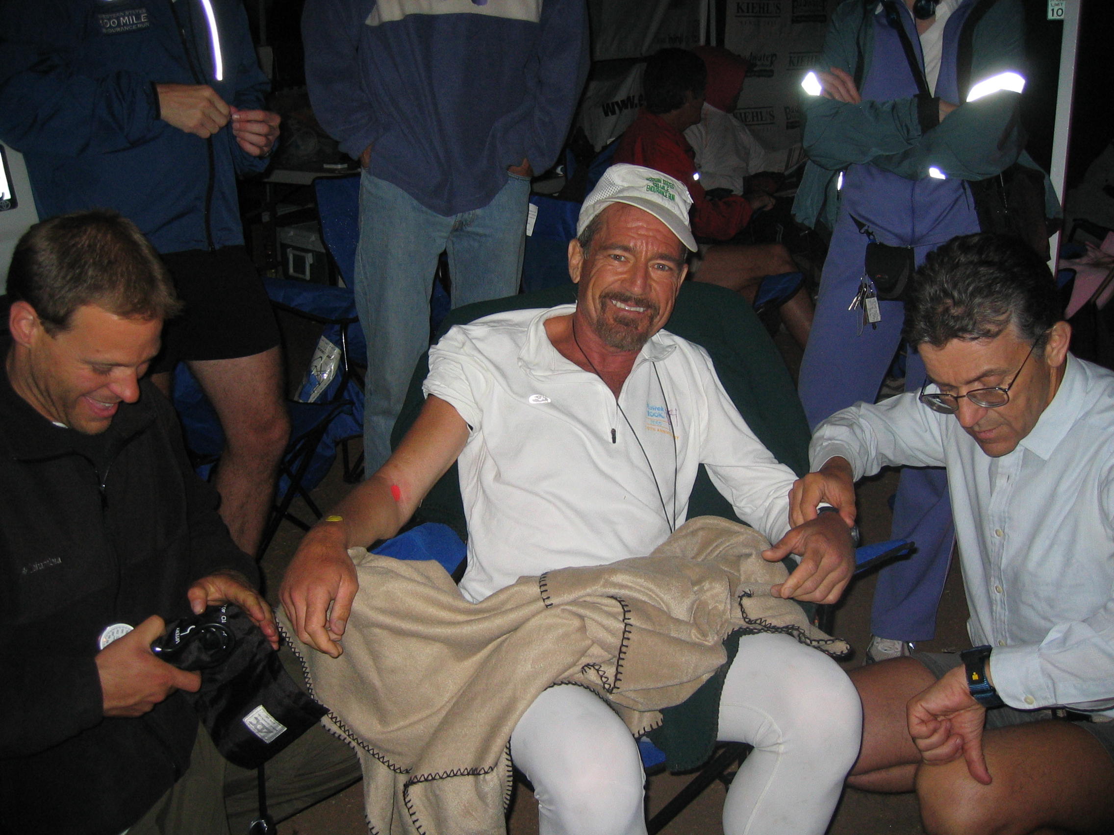 As one of the volunteers in our study, Sweeney submits to medical measurements after his finish. 