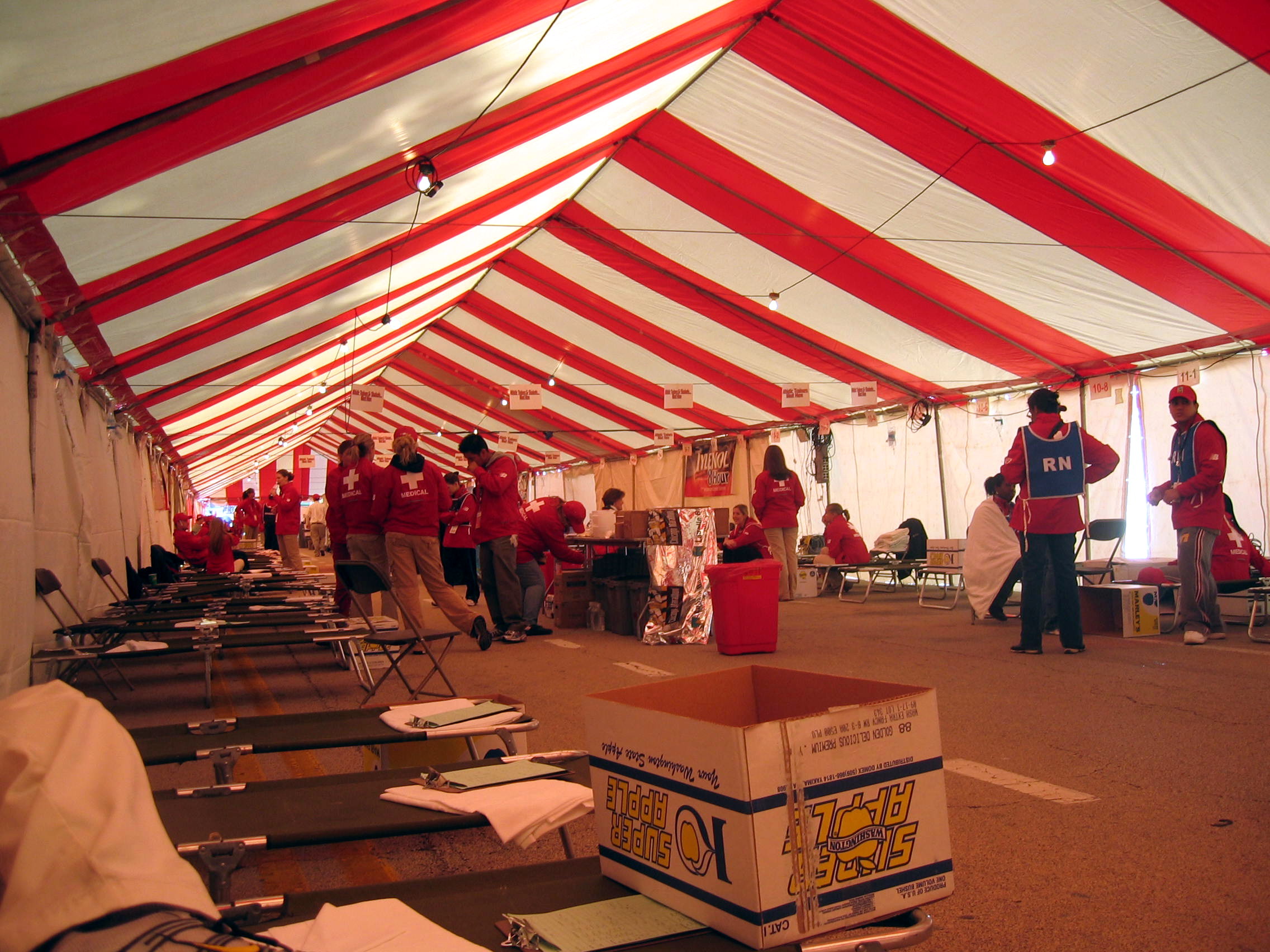 2005 Chicago Marathon finish line medical tent...before the madness