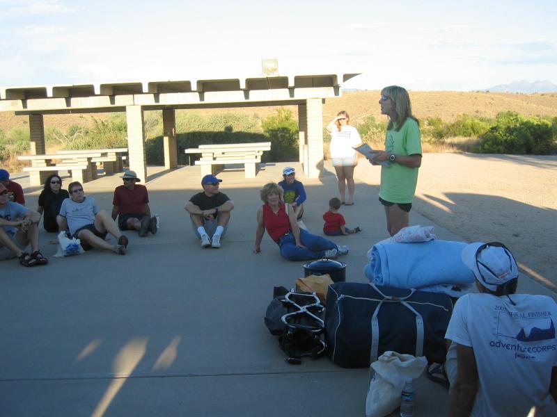 Geri K gives the race briefing Friday evening