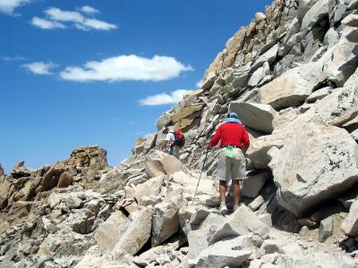 We continue to climb.  The trail is much more rustic, the rocks less forgiving.