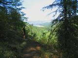 view of Liberty Lake 1/2 way up the switchbacks