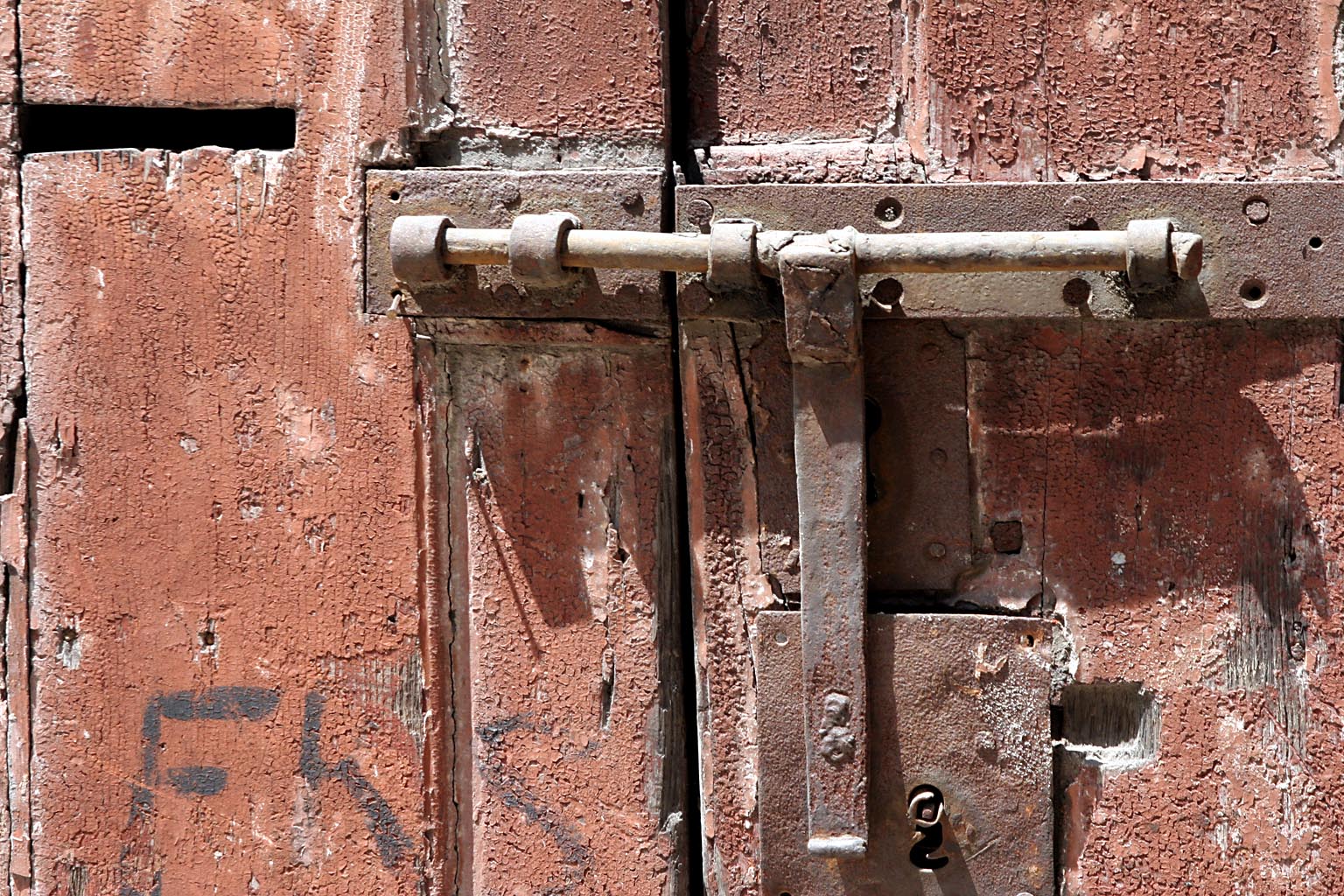 Old door in the port production region