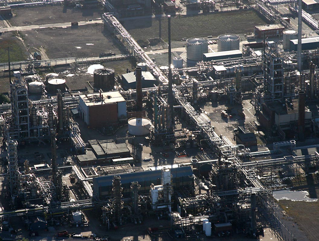 Backlit chemical plant