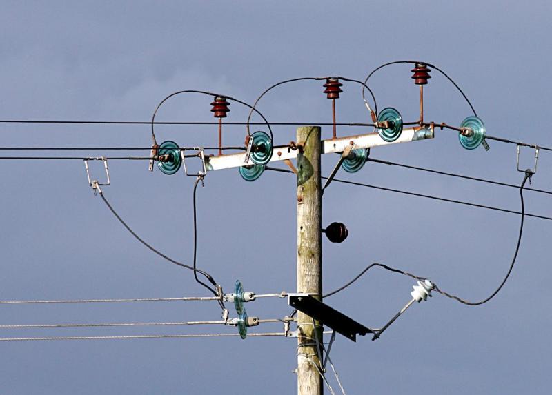 Power lines at sunset