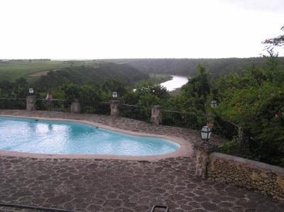 Pool with river view - notice golf course on left bank