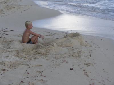 A kid and his sand castle