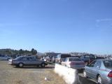 Blue Angels in distance while waiting to get out of parking lot