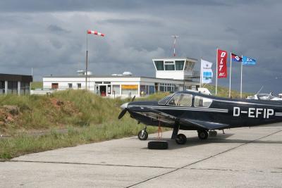 Helgoland airport in a stiff breeze
