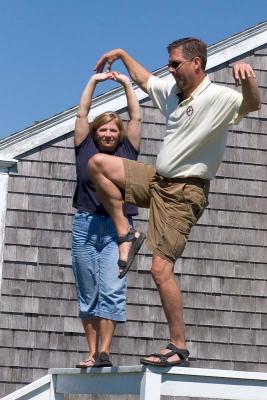 Practicing the balance beam