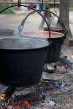 Boiling wool, after being carded-roots and herbs for colors