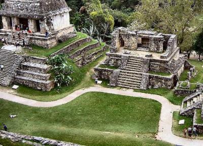 a track among old Maya structures.JPG