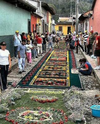 carpet of colors on the road, guatemala.JPG