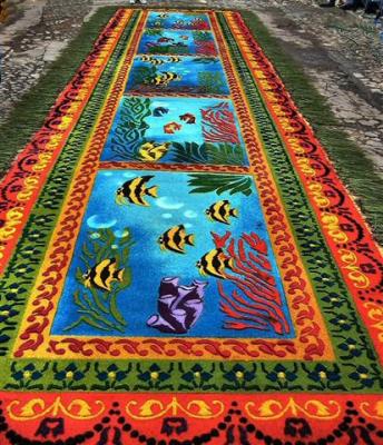 Carpet - created of sawdust and colors powder, Guatemala.JPG