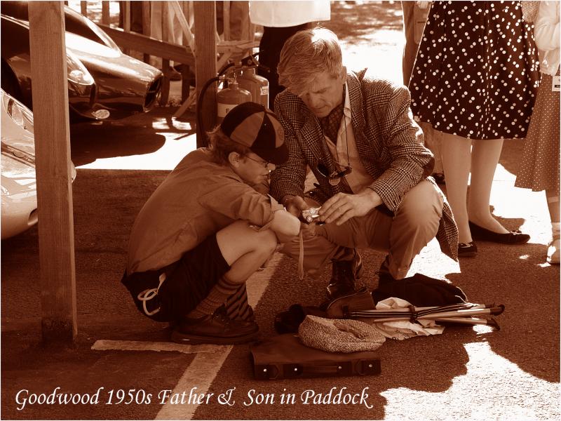 Goodwood Father & Son in Paddock 1950s