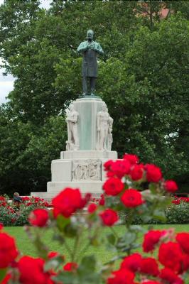 Statue and Flowers
