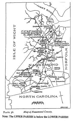 Nansemond Co. VA Map abt. 1750
