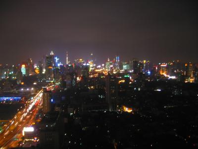 shanghai skyline at night (from the top floor of hilton hotel -- Taken by Michael H.)