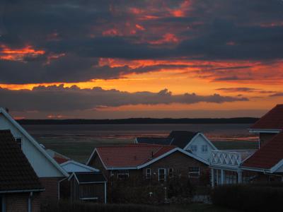 Sunset over Roskilde Fjord, view from our living room