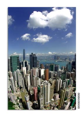 Fisheye view of Wanchai from Hopewell centre