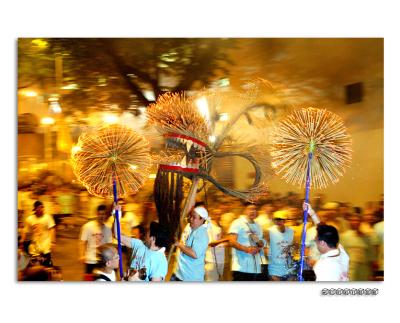 A traditional fire dragon dance