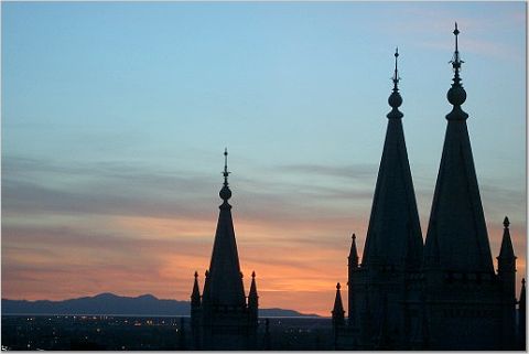 Salt Lake City Temple at sundown