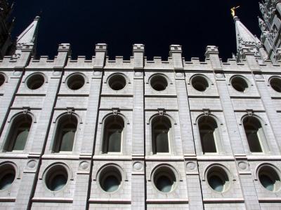 Salt Lake City Temple with the Angel Moroni on top.......