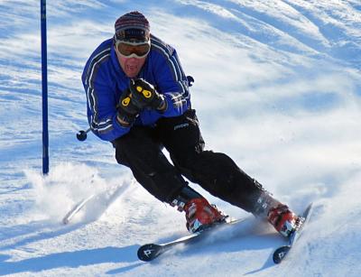 Blowing through the gates - ski racing practice